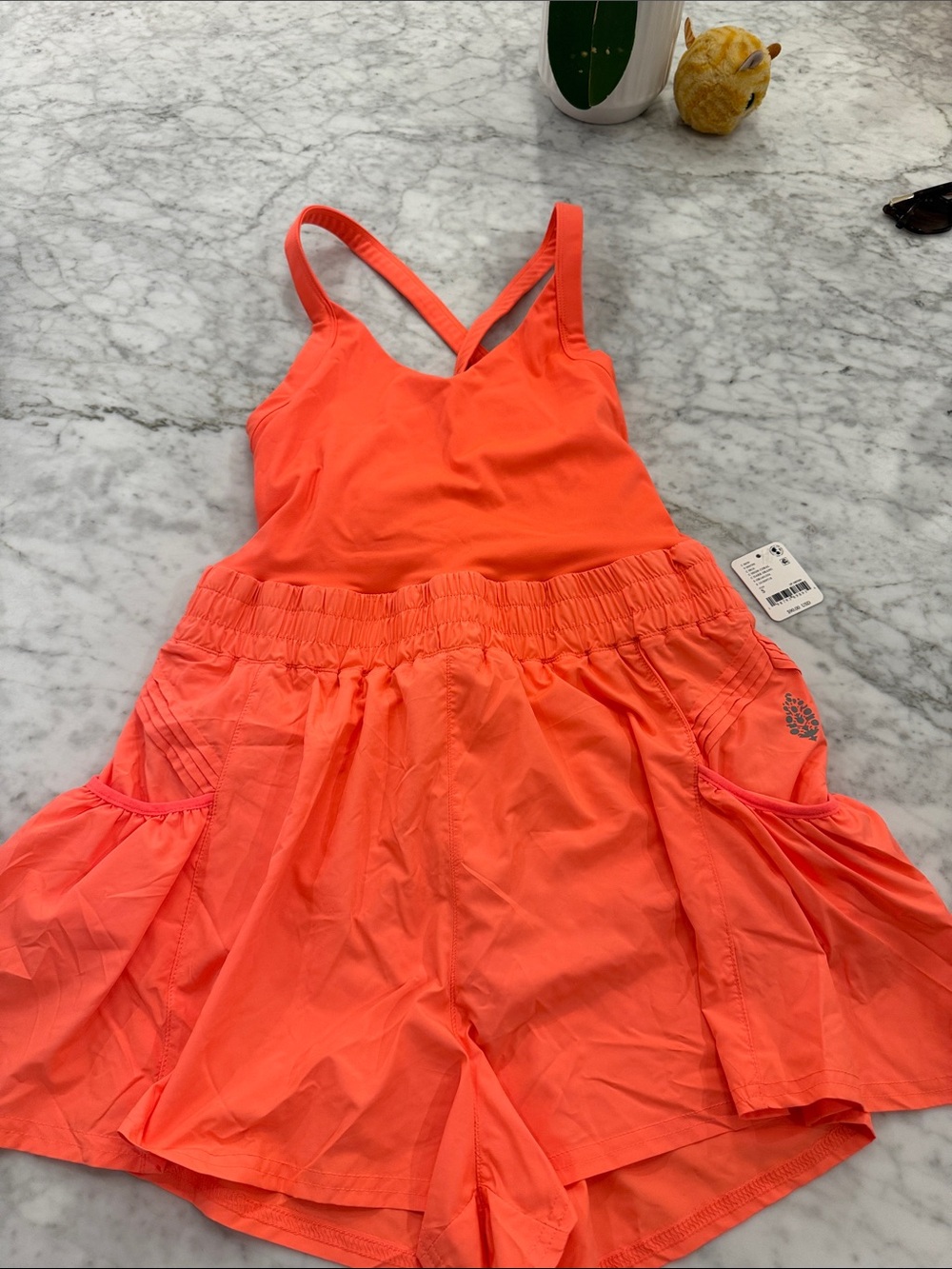 Freepeople Movement Neon Coral Workout Onesie